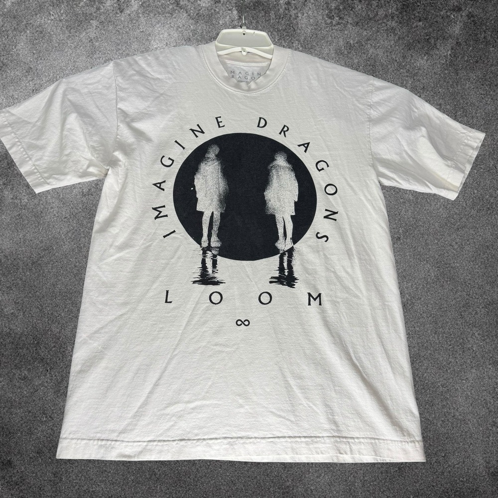 Imagine Dragons LOOM World Tour 2024 Concert T Shirt Cream Graphic Band Tee M